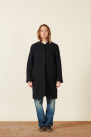 long dark blue jacket in cotton wool